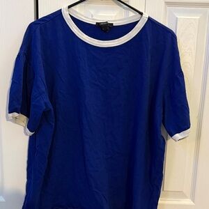 Forever 21 Blue and White Ringer Tee